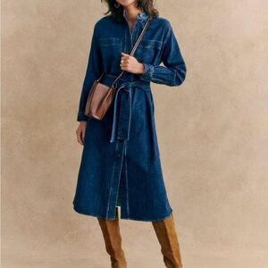 Sezane Blue Long Sleeve Dress